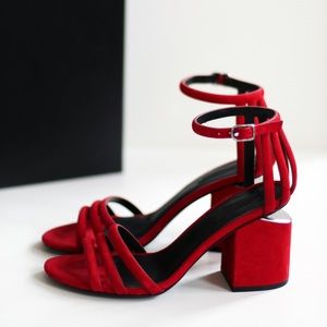 Alexander Wang Red Suede Cage Abby Sandals